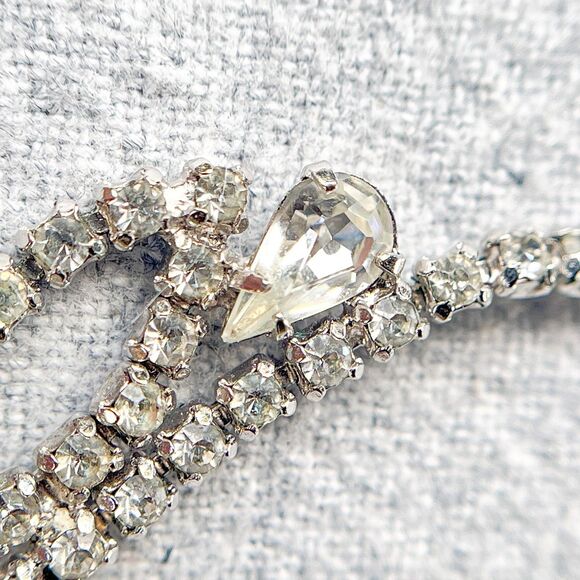 Vintage 1970s Rhinestone Drop Necklace Choker - Glam -Estate Costume Jewelry - Picture 7 of 14